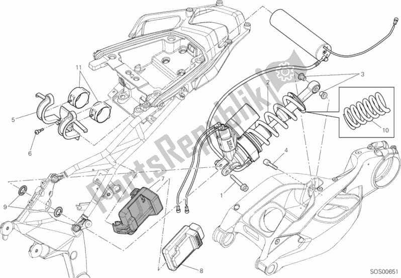 Todas as partes de Amortecedor Traseiro do Ducati Multistrada 1200 S Touring 2012
